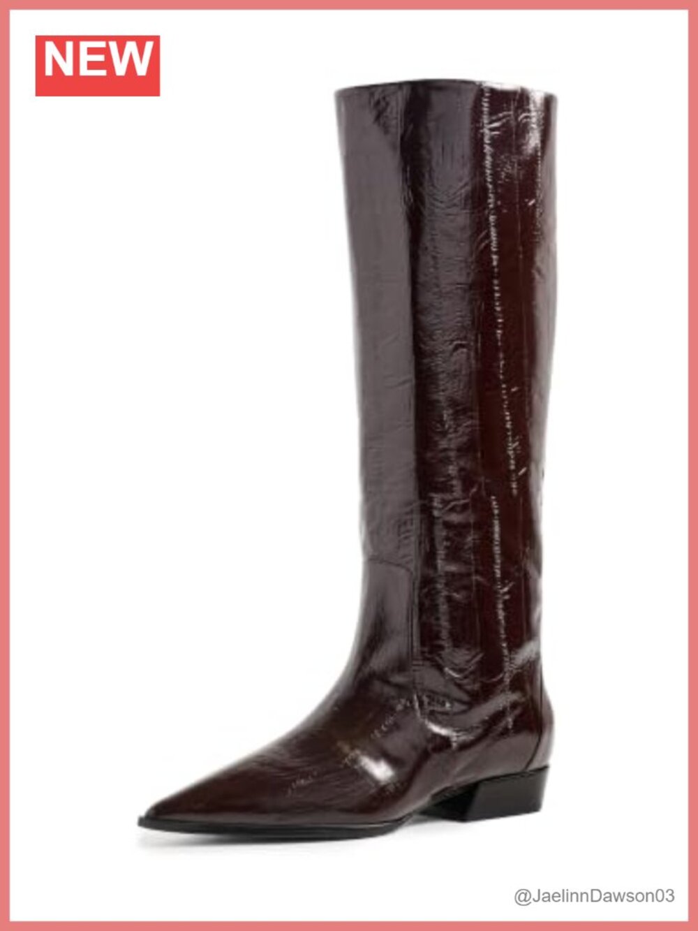 Aero 25 Crinkled Patent Leather Ankle Boots Stacked Heel Pointed Toe